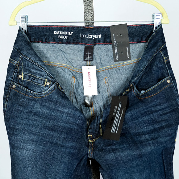 Lane Bryant Distinctly Boot Jeans 14 PETITE Right Fit Tech Blue Denim Western - Picture 9 of 11